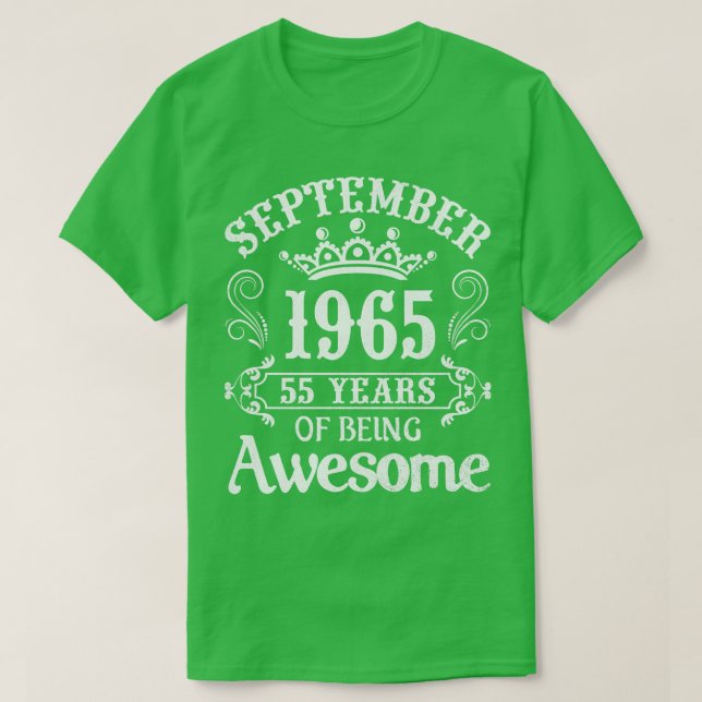 Camiseta Septiembre De 1965 Feliz Cumpleaños 55 Años De Ser (Diseño del anverso)