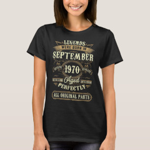 Camiseta Septiembre de 1970 52º cumpleaños 52 hombres mujer