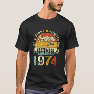 Camiseta Septiembre De 1974 Retro Vintage 47º Cumpleaños 47