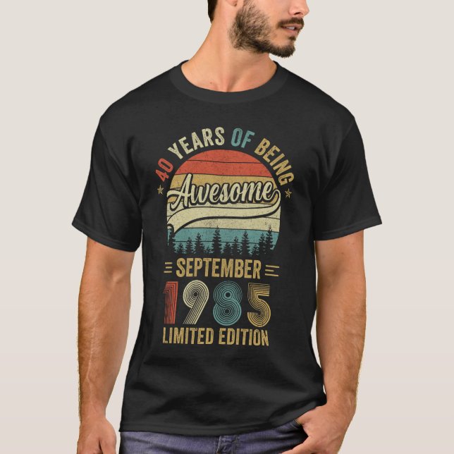 Camiseta Septiembre de 1985 40 años 40 cumpleaños M (Anverso)