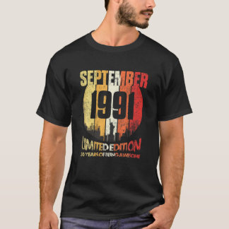 Camiseta Septiembre De 1991 Divertido 30 Años 30 Años