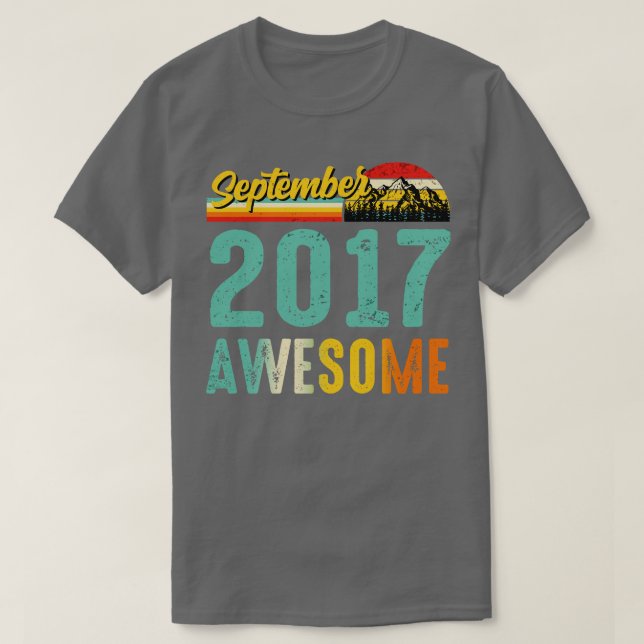 Camiseta Septiembre de 2017 Nacimiento Regalo Shirt Vintage (Diseño del anverso)