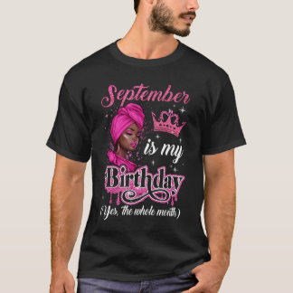 Camiseta Septiembre es mi cumpleaños, mujeres africanas neg