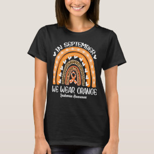Camiseta Septiembre Usamos Leucemia Arcoiris Leopardo Naran