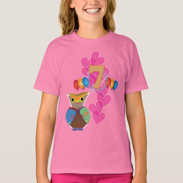 Camiseta Séptimo cumpleaños :: Owl (Anverso)