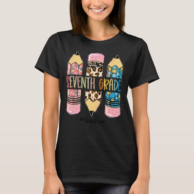 Camiseta Séptimo Grado Maestra Leopardo Lápiz de séptimo gr (Anverso)