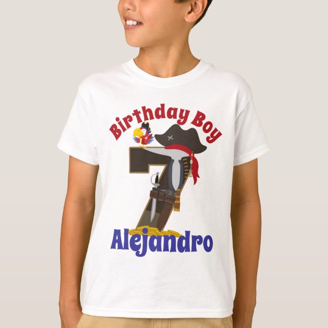 Camiseta Séptimo niño de cumpleaños Pirata (Anverso)