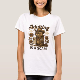 Camiseta Ser adulto es un timo: humor divertido de castor