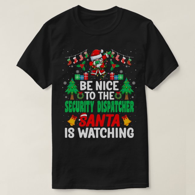 Camiseta Ser amable con los Navidades de seguridad de Santa (Diseño del anverso)