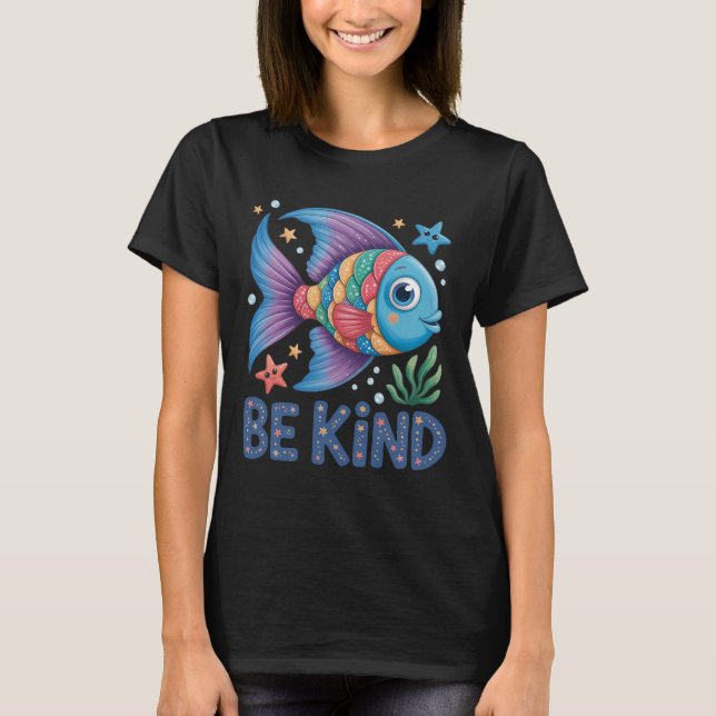 Camiseta Ser Amable Escala De Arcoiris Pez Profesor Leyendo (Anverso)