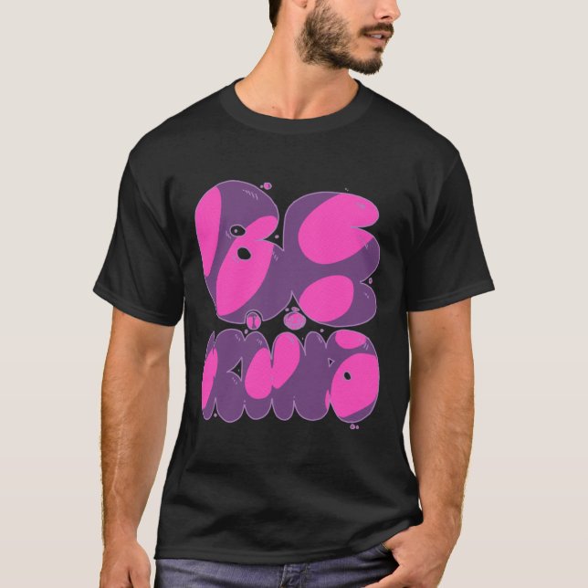 Camiseta Ser Amable Pegatina Rosa Y Púrpura (Anverso)