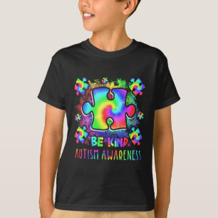 Camiseta Ser Amable Piezas de Rompecabezas Tie Dye Mes de C
