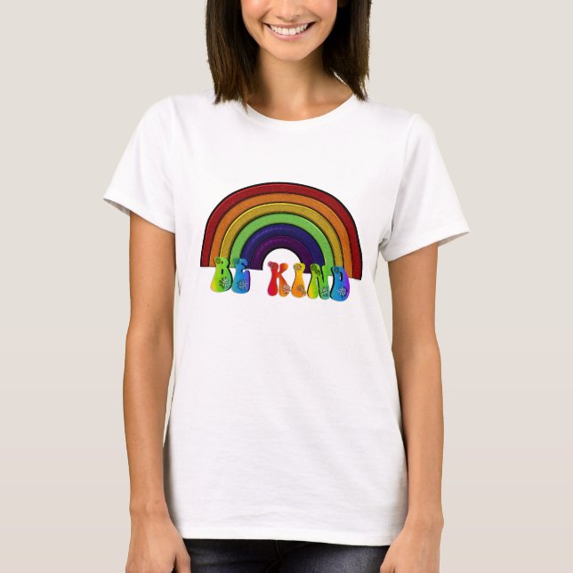 Camiseta Ser Amable Positividad Arcoíris LGBTQ  (Anverso)