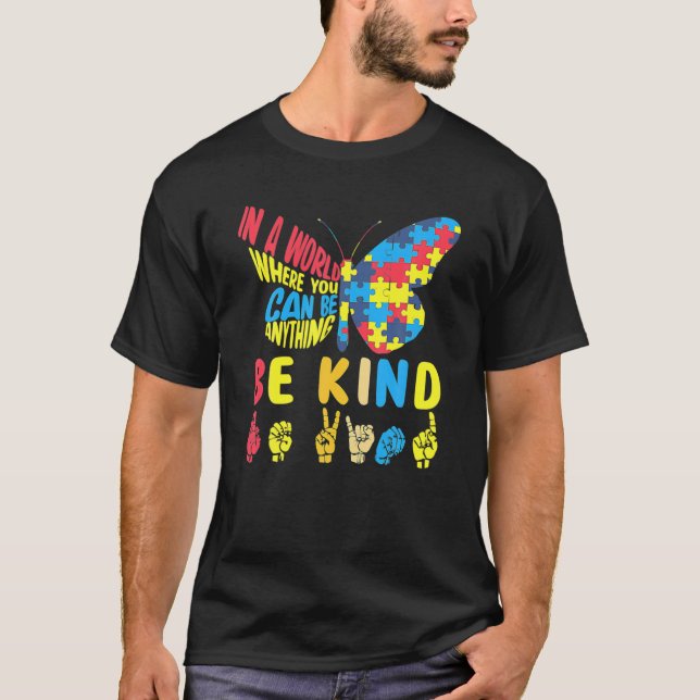 Camiseta Ser amable rompecabezas lenguaje Rótulo mano habla (Anverso)