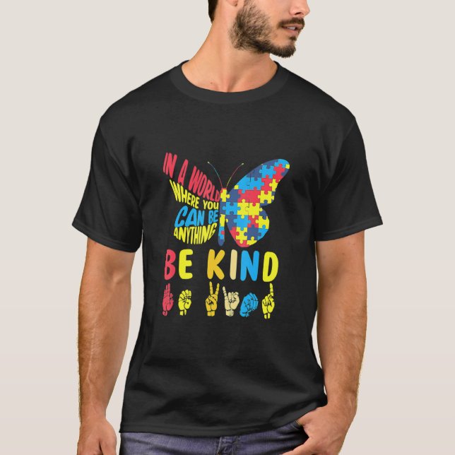 Camiseta Ser amable rompecabezas lenguaje Rótulo mano habla (Anverso)