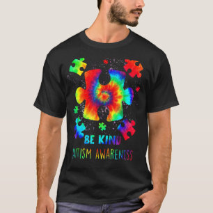 Camiseta Ser amable rompecabezas Piezas Tie Dye Autismo Con