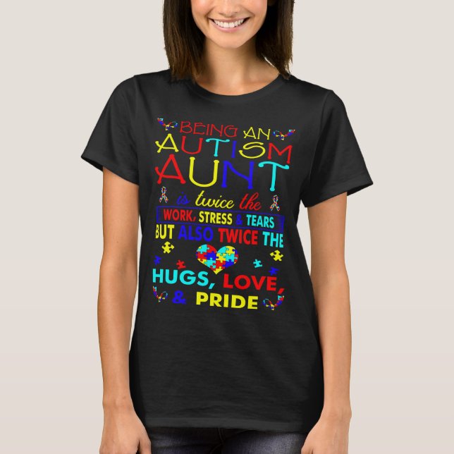 Camiseta Ser autismo tía abrazos amar la conciencia del org (Anverso)