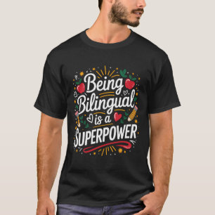 Camiseta Ser Bilingüe Es Mi Superpoder Profesor De Esl Escu