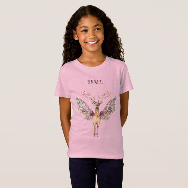 Camiseta Ser Ciervo Mágico Alas Moradas (Anverso completo)