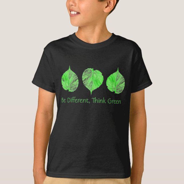Camiseta Ser diferente de pensar en reciclar verde, niños d (Anverso)