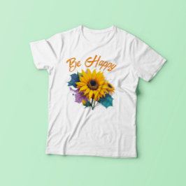 Camiseta Ser feliz cita Inspiradora con girasol