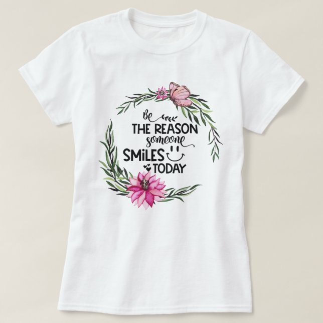 Camiseta SER LA RAZÓN | Wreath floral rosa (Diseño del anverso)