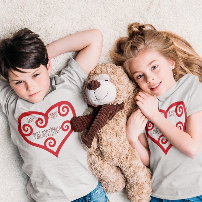 Camiseta Ser mis hijos de San Valentín unisex (Be My Valentine Heart Unisex Kids T-Shirt)