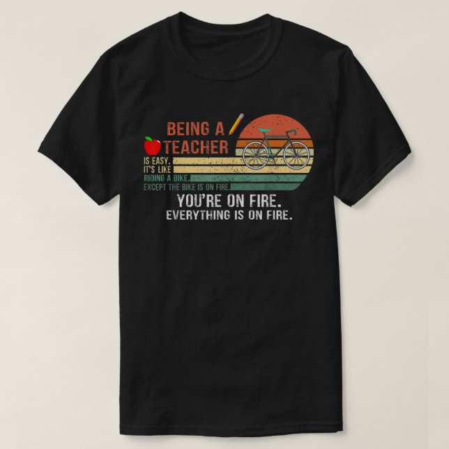 Camiseta Ser profesor es fácil, es como andar en bicicleta  (Diseño del anverso)