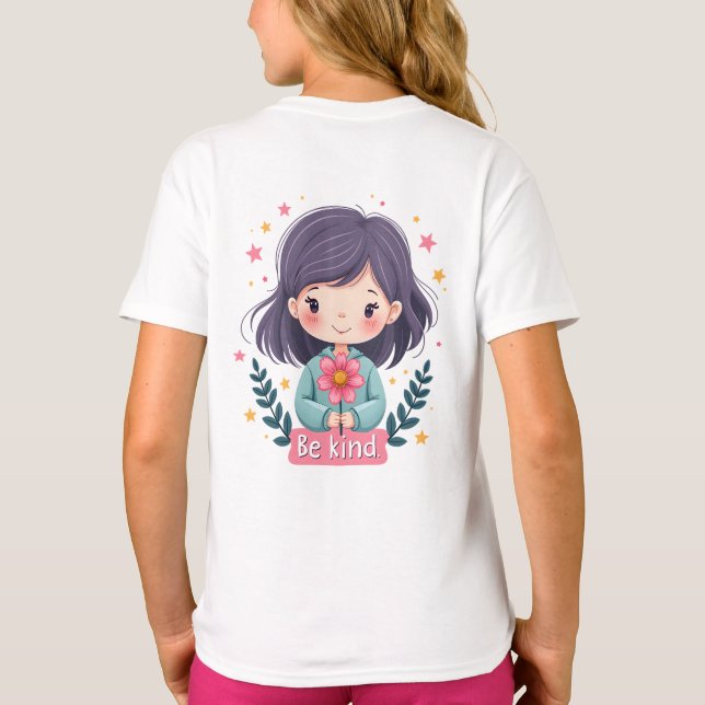 Camiseta Ser un Chica amable con arte positivo de las flore (Reverso)
