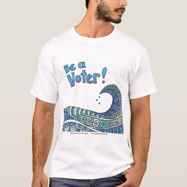 Camiseta Ser un votante / diseño de onda azul (Anverso)