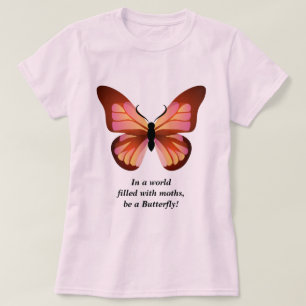 Camiseta Ser una mariposa Naranja rosa negro gráfico