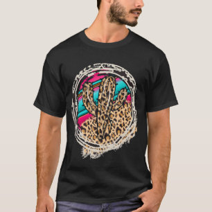 Camiseta SERAPE CACTUS Leopardo Cow Pattern Print Cowgirl R