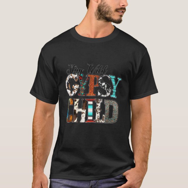 Camiseta Serape de cuero de vaca Boho niño gitano salvaje (Anverso)