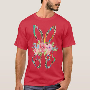 Camiseta Serape Leopard Bunny con conejo floral Cute Happy