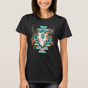 Camiseta Serapé Occidental Cráneo de Vaca Azteca Cráneo de