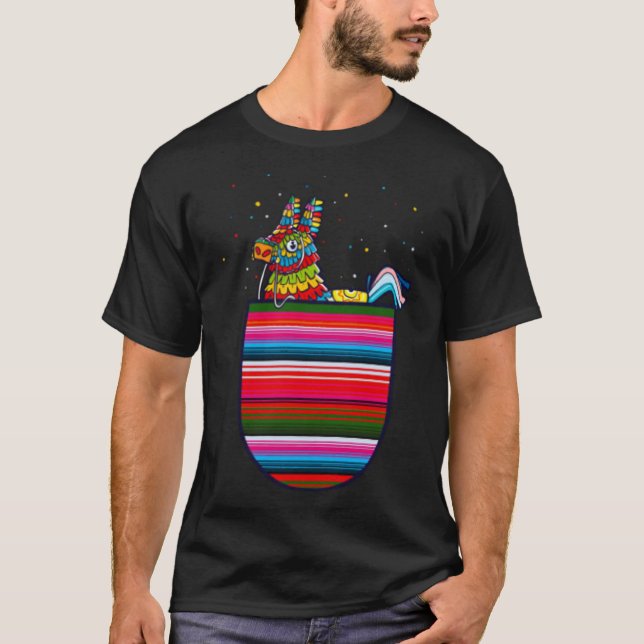 Camiseta Serape Pocket Pinata Fiesta Mexicana Cinco De Mayo (Anverso)