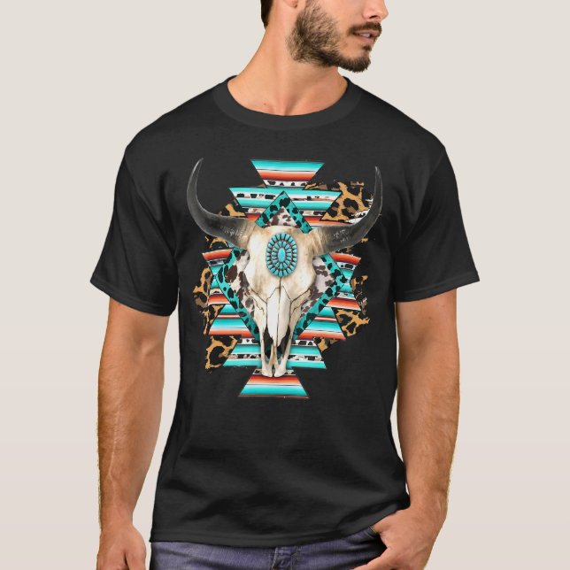 Camiseta Serapi Occidental Cráneo de Vaca Azteca Cráneo de  (Anverso)