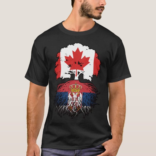Camiseta Serbia Bandera de raíces de árbol canadiense serbi (Anverso)