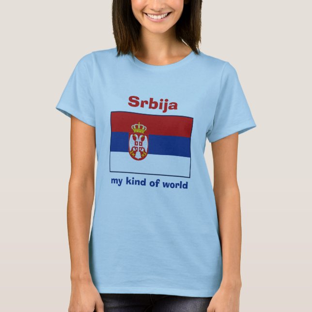 Camiseta Serbia Bandera + Mapa + Texto (Anverso)