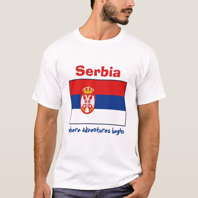 Camiseta Serbia Bandera + Mapa + Texto (Anverso)