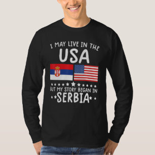camiseta serbia de raíces media bandera estadounid