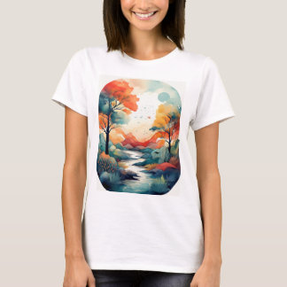 Camiseta Serene Autumn Sunset: Impresión inspirada en la na