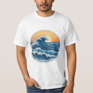 Camiseta Serene Blue Ocean Waves Arte Costero