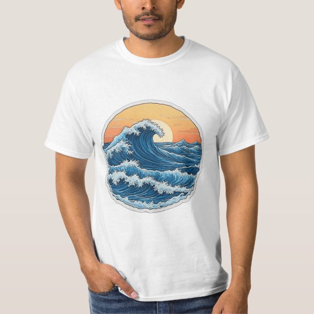 Camiseta Serene Blue Ocean Waves Arte Costero (Anverso)