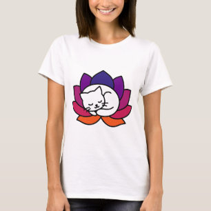 Camiseta Serene Cat Lotus Ilustracion