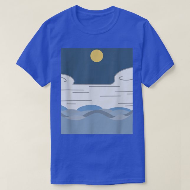 Camiseta Serene Minimalist Ocean Wave in the Night  (Diseño del anverso)