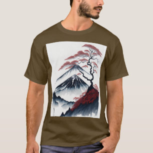 Camiseta Serene Monte Fuji Sunset Pacific River Sceneration