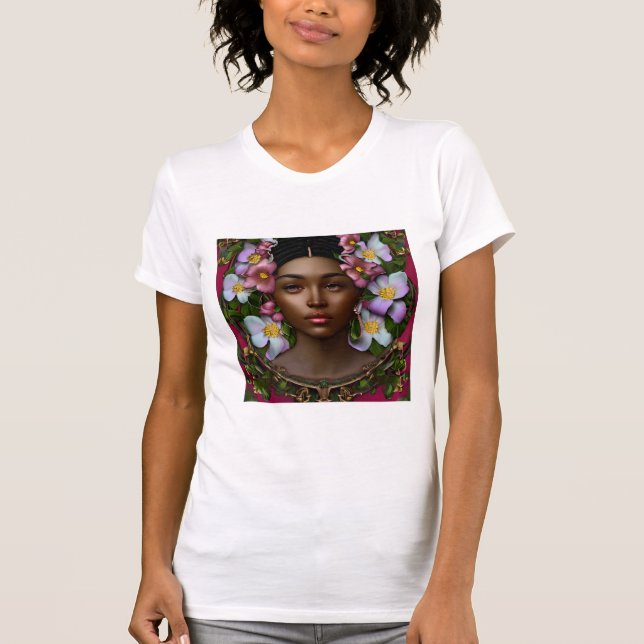 Camiseta Serene mujer afroamericana con flores (Anverso)