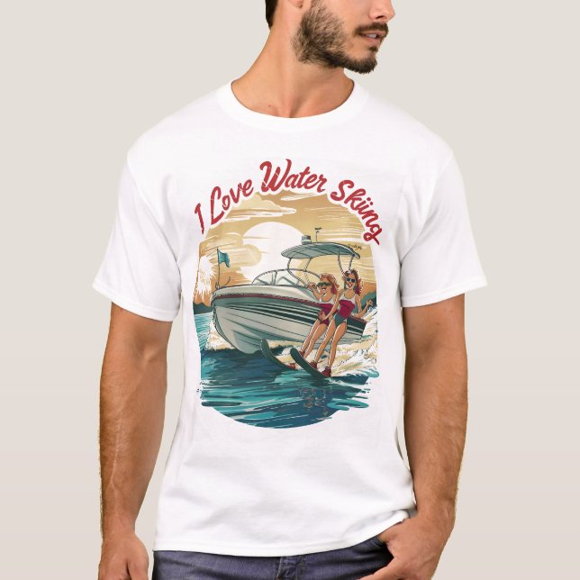 Camiseta Serene Sailing: Dos mujeres disfrutando del agua (Anverso)