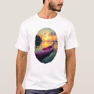 Camiseta Serene Sunset Kayak: Un momento de pesca tranquila